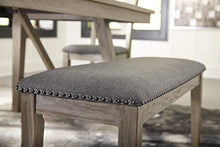 Load image into Gallery viewer, Signature Design by Ashley Aldwin Upholstered Dining Room Bench, Beige & Gray