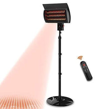 Load image into Gallery viewer, PATIOBOSS Electric Outdoor Patio Heater, Standing/Wall Mounted Infrared Space Heater 3 Power Modes with Remote Control and 12-Hour Timer Quiet Water-Resistant for Indoor/Outdoor Use Garage Porch