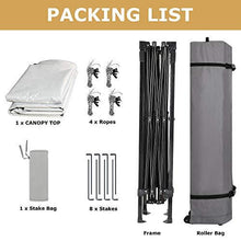 Load image into Gallery viewer, Leader Accessories Pop-Up Canopy Tent 10'x10' Canopy Instant Canopy Straight Leg Shelter with Wheeled Carry Bag, Silver