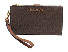 Load image into Gallery viewer, Michael Kors Jet Set Travel Double Zip Wristlet - Signature PVC (Brown PVC/Dark Acorn)
