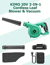 Load image into Gallery viewer, KIMO Cordless Leaf Blower, 2-in-1 Handheld Vacuum/Sweeper, 150 MPH, Variable Speed, w/2.0 Ah Li-ion Battery & Charger, for Blowing Leaf/Snow, Dusting