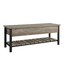Load image into Gallery viewer, Walker Edison Julian Rustic Farmhouse Lift Top Entry Bench with Bottom Rack, 48 Inch - Grey