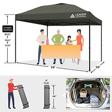 Load image into Gallery viewer, Leader Accessories Pop Up Canopy Tent 10'x10' Canopy Instant Canopy Shelter Straight Leg Including Wheeled Carry Bag,Grey