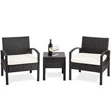 Load image into Gallery viewer, M&W 3 Pieces Patio Sofa Set, PE Wicker Rattan Outdoor Sectional Furniture, 2 Cushioned Chairs and 1 Coffee Table for Lawn Garden Backyard Pool