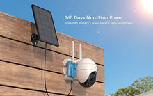 Load image into Gallery viewer, Security Camera Outdoor, Wireless WiFi 360° Pan Tilt Zoom Solar 15000mah Battery Powered Home Cameras with Night Vision, Motion Detection, 2 Way Audio, IP65 Waterproof, Encrypted SD/Cloud Storage