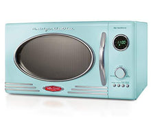 Load image into Gallery viewer, Nostalgia RMO4AQ Retro Large 0.9 Cu Ft, 800-Watt Countertop Microwave Oven 12 Pre-Programmed Cookin, Digital Clock, Easy Clean Interior, Aqua