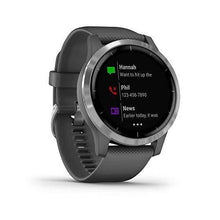 Load image into Gallery viewer, Garmin 010-02174-01 Vivoactive 4 Smartwatch, Shadow Gray/Stainless Bundle with Deco Gear Magnetic Wireless Sport Earbuds, Red with Carrying Case and Voltix 2600mAh Portable Power Bank