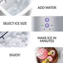 Load image into Gallery viewer, Igloo ICEB33SS Large-Capacity Stainless Steel Automatic Portable Electric Countertop Ice Maker Machine, 33 Pounds in 24 Hours, 9 Cubes Ready in 7 minutes, With Scoop and Basket