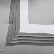 Load image into Gallery viewer, Comfort Spaces Cozy Comforter Set-Modern Classic Design All Season Down Alternative Bedding, Matching Shams, Bedskirt, Decorative Pillows, Queen (90"x90"), Malcom, Hotel Deluxe Gray 7 Piece