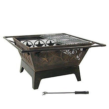 Load image into Gallery viewer, Sunnydaze Northern Galaxy Outdoor Fire Pit - 32 Inch Large Square Wood Burning Patio & Backyard Firepit for Outside with Cooking BBQ Grill Grate, Spark Screen, and Fireplace Poker