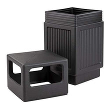 Load image into Gallery viewer, Safco Products Canmeleon Outdoor/Indoor Recessed Panel Trash Can 9476BL, Black, Decorative Fluted Panels, 38-Gallon Capacity