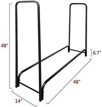Load image into Gallery viewer, Amagabeli 4ft Firewood Rack Outdoor Log Rack Holder Fireplace Heavy Duty Wood Stacker Patio Deck Metal Kindling Logs Storage Stand Steel Tubular Wood Pile Racks Outside Accessories Black without Cover