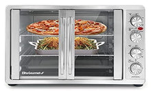 Load image into Gallery viewer, Elite Gourmet ETO-4510M Double French Door Countertop Convection Toaster Oven, Bake Broil Toast Rotisserie Keep Warm 12"-14" pizza 2 Racks, 18-Slice, 45 L, Stainless Steel & Black
