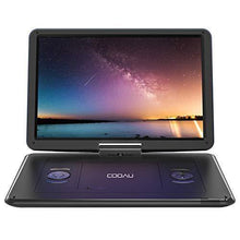 Load image into Gallery viewer, COOAU 17.9“ Portable DVD Player with 15.6" Large Swivel Screen, 6 Hrs Long Lasting Built-in Battery, Region Free, Stereo Sound, with Remote Controller, SD+USB+AVin+AVout+Earphone Port. (Black)