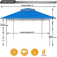 Load image into Gallery viewer, ABCCANOPY 13x13 Canopy Tent Instant Shelter Pop Up Canopy 169 sq.ft Outdoor Sun Shade, Royal Blue
