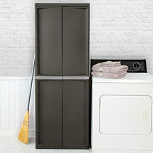 Load image into Gallery viewer, BS Lockable Storage Cabinet Outdoor 4 Shelf Organizer Yard Garden Garages Pantry Dorm Room Kitchen Adjustable Shelves 2 Doors Accent Cabinet Storage Shed Horizontal Durable Grey