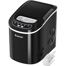 Load image into Gallery viewer, COSTWAY Ice Maker Countertop, 26LBS/24H Portable and Compact Ice Machine, Ice Cubes Ready in 6 Mins, Electric High Efficiency Express Clear Operation Control Panel with Ice Scoop (Black)