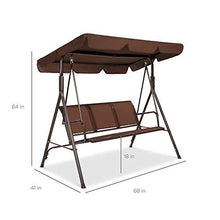 Load image into Gallery viewer, Best Choice Products 3-Seater Outdoor Adjustable Canopy Swing Glider, Patio Loveseat Bench for Deck, Porch w/Armrests, Textilene Fabric, Steel Frame - Brown