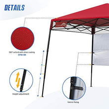 Load image into Gallery viewer, EAGLE PEAK Day Tripper 8' x 8' Slant Leg Lightweight Compact Portable Canopy w/Backpack Easy One Person Set-up Folding Shelter 6' x 6' Top and 8' x 8' Base (Red)
