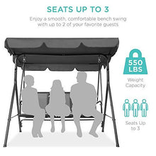 Load image into Gallery viewer, Best Choice Products 3-Seater Outdoor Adjustable Canopy Swing Glider, Patio Loveseat Bench for Deck, Porch w/Armrests, Textilene Fabric, Steel Frame - Gray