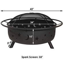 Load image into Gallery viewer, Sunnydaze Cosmic Outdoor Fire Pit - 42 Inch Large Bonfire Wood Burning Patio & Backyard Firepit for Outside with Round Spark Screen, Fireplace Poker, and Metal Grate, Celestial Design
