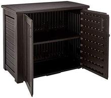 Load image into Gallery viewer, Rubbermaid Decorative Patio Chic Weather Resistant Outdoor Storage Cabinet, Black Oak
