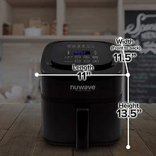 Load image into Gallery viewer, NuWave Brio 6-Quart Air Fryer with App Recipes (Black) Includes Basket Divider, One-Touch Digital Controls, 6 Easy Presets, Wattage Control, and Advanced Functions like SEAR, PREHEAT, DELAY, WARM and More (NEW UPDATED MODEL)