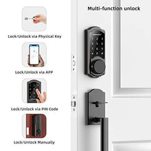 Load image into Gallery viewer, Smart Deadbolt, SMONET Bluetooth Door Lock Keyless, Touchscreen Keypad, Auto Lock, Remote Sharing, Send Ekeys, Free APP Monitoring, Easy to Install for Home, Hotel, Apartment, Black