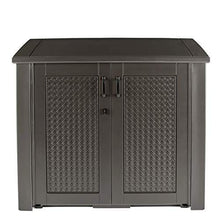 Load image into Gallery viewer, Rubbermaid Extra Large Decorative Patio Storage, Weather Resistant Outdoor Storage Cabinet, Dark Teak