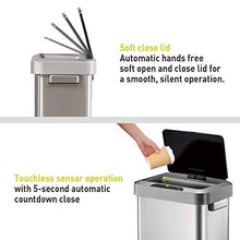 Load image into Gallery viewer, EKO EK9262MT-45L Horizon 45 Liter/11.9 Gallon Rectangular Motion Sensor Trash Can, Brushed Stainless Steel Finish