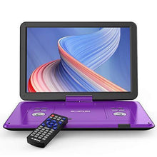Load image into Gallery viewer, 17.5" Portable DVD Player with 15.6" Large HD Screen, 6 Hours Rechargeable Battery, Support USB/SD Card/Sync TV and Multiple Disc Formats, High Volume Speaker, Purple