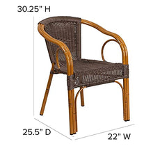 Load image into Gallery viewer, Flash Furniture Cadiz Series Red Bamboo-Aluminum Indoor-Outdoor Restaurant-Patio Chair with Dark Brown Rattan
