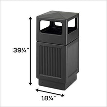 Load image into Gallery viewer, Safco Products Canmeleon Outdoor/Indoor Recessed Panel Trash Can 9476BL, Black, Decorative Fluted Panels, 38-Gallon Capacity