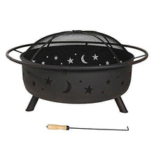 Load image into Gallery viewer, Sunnydaze Cosmic Outdoor Fire Pit - 42 Inch Large Bonfire Wood Burning Patio & Backyard Firepit for Outside with Round Spark Screen, Fireplace Poker, and Metal Grate, Celestial Design