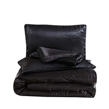 Load image into Gallery viewer, YEARNING 5 Pcs Black Comforter Queen Set Satin Silky Bedding,Quality Ultra Soft Premium Bedding Sets-Luxury Quilt,Fitted Sheet and Flat Sheet with 2 Matching Pillow Covers