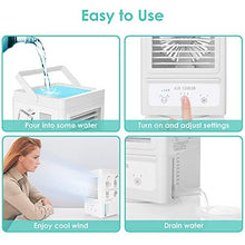 Load image into Gallery viewer, Portable Air Conditioner, 5000mAh Rechargeable Battery Auto Oscillation 700ml Water Tank Personal Mini Air Cooler with 3 Wind Speeds, 3 Cooling Levels, Perfect for Office Desk, Dorm, Bedroom and Outdoors