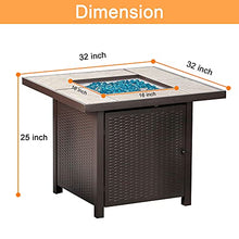 Load image into Gallery viewer, BALI OUTDOORS Propane Gas Fire Pit Table, 32 inch 50,000 BTU Square Gas Firepits for Outside, Brown
