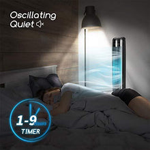 Load image into Gallery viewer, Aigostar Cooling Tower Fan with Remote Oscillating Quiet Bladeless Evaporative Air Cooler Humidifier for Room, Water Tank, LED Display, 1-9H Timer, 40", Black