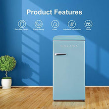 Load image into Gallery viewer, Galanz GLR33MBER10 Retro Compact Refrigerator, Single Door Fridge, Adjustable Mechanical Thermostat with Chiller, Blue, 3.3 Cu Ft