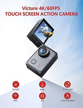 Load image into Gallery viewer, Victure 4K 60FPS Action Camera with 8X Zoom, Touch Screen, Dual Microphone, EIS, Sony Sensor, Remote Control, 2x1350mAh Battery, Timelapse, 40M Waterproof Underwater Camera with Accessories kit