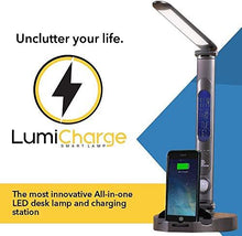 Load image into Gallery viewer, LumiCharge Smart Adjustable Desk Lamp and Fast Qi Wireless Charger Stand Bundle