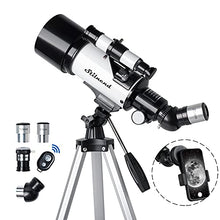 Load image into Gallery viewer, Stilnend Telescope 70mm Aperture 500mm AZ Mount Astronomical Refractor Telescope for Kids Adults & Beginners Fully Multi-Coated Optics Portable with Tripod Phone Adapter