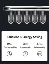 Load image into Gallery viewer, IKT Ice Maker, ice Makers countertop,self-Cleaning,26.5 lbs per Day, 9 ice Ready in 6 Minutes, with Ice Scoop and Bucket…