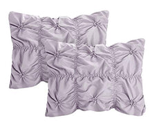 Load image into Gallery viewer, Chic Home CS1441-AN Halpert Floral Pinch Pleat Ruffled Designer Embellished Queen Comforter Set, 6-Piece, Lavender