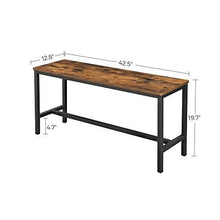 Load image into Gallery viewer, VASAGLE Dining Bench, Table Benches, Pair of 2, Industrial Style Indoor Benches, 42.5 x 12.8 x 19.7 Inches, Steel Frame, for Kitchen, Dining Room, Living Room, Rustic Brown and Black UKTB33X