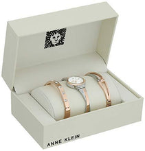 Load image into Gallery viewer, Anne Klein Women's AK/2245RTST Swarovski Crystal Accented Rose Gold-Tone and Silver-Tone Bangle Watch and Bracelet Set