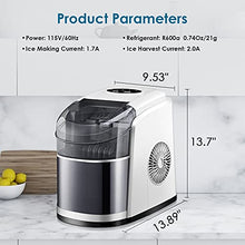 Load image into Gallery viewer, Ice Maker Countertop Machine with Self-Cleaning Function,26LBS in 24 Hours, 9 Bullet Cubes Ready in 6 Mins, Compact Ice Cube Maker with Ice Scoop & Basket for Home Kitchen Office Bar (White)