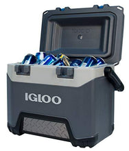 Load image into Gallery viewer, Igloo BMX 25 Quart Cooler with Cool Riser Technology, Fish Ruler, and Tie-Down Points - 11.29 Pounds - Carbonite Gray and Blue