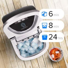 Load image into Gallery viewer, Prime Home Direct Ice Makers Countertop - Ice Maker Machine for Counter top Makes Ice Cubes in 8 Minutes, 26 Lbs of Ice in 24 Hrs - Ice Machine includes Scoop and Basket - Portable Ice Maker - Silver