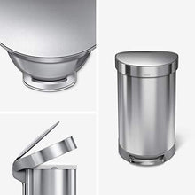 Load image into Gallery viewer, simplehuman 45 Liter/ 12 Gallon Semi-Round Hands-Free Step Trash Can, Brushed